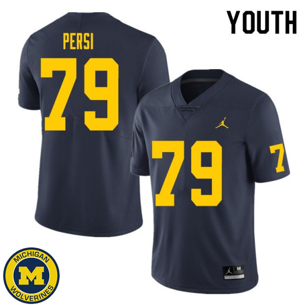 Youth Michigan Wolverines #79 Jeffrey Persi Navy High School Jersey